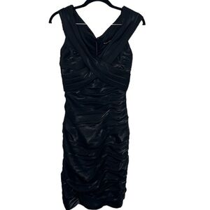 Cachet Black Iridescent Ruched Dress Women's Size 4